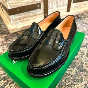 J Crew Black Spazzolato Penny Tab Loafers